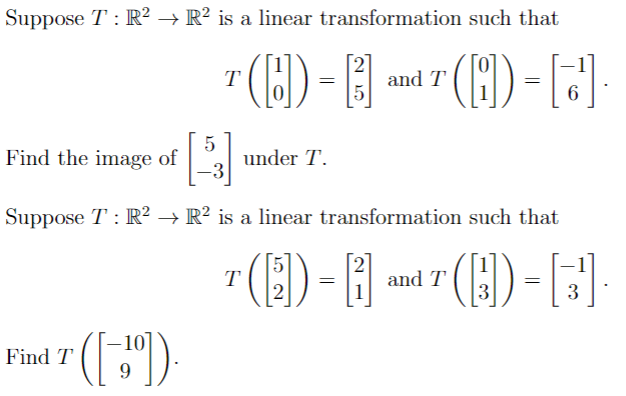 Solved Suppose T R2→r2 Is A Linear Transformation Such That