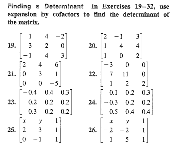 Solved Finding the Minors and Cofactors of a Matrix In | Chegg.com