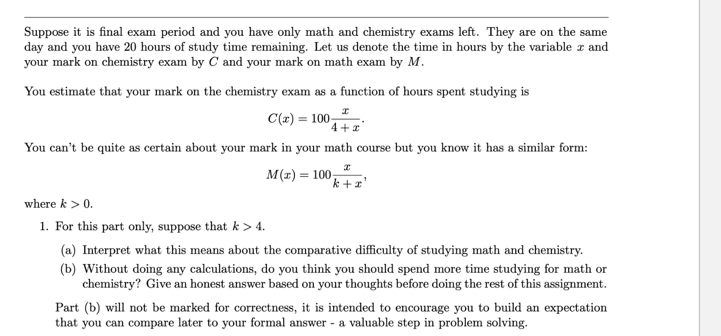 Solved Suppose it is final exam period and you have only