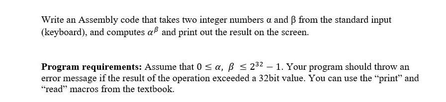 Solved Write an Assembly code that takes two integer numbers | Chegg.com