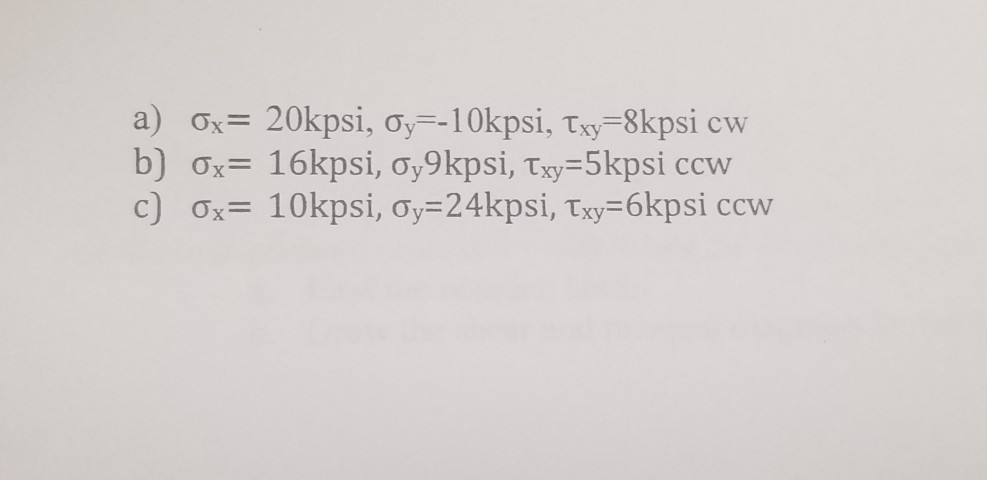 Solved 2 For Each Of The Plane Stress States Listed Below Chegg Solved 2 For Each Of The Plane Stress States Listed Below Chegg