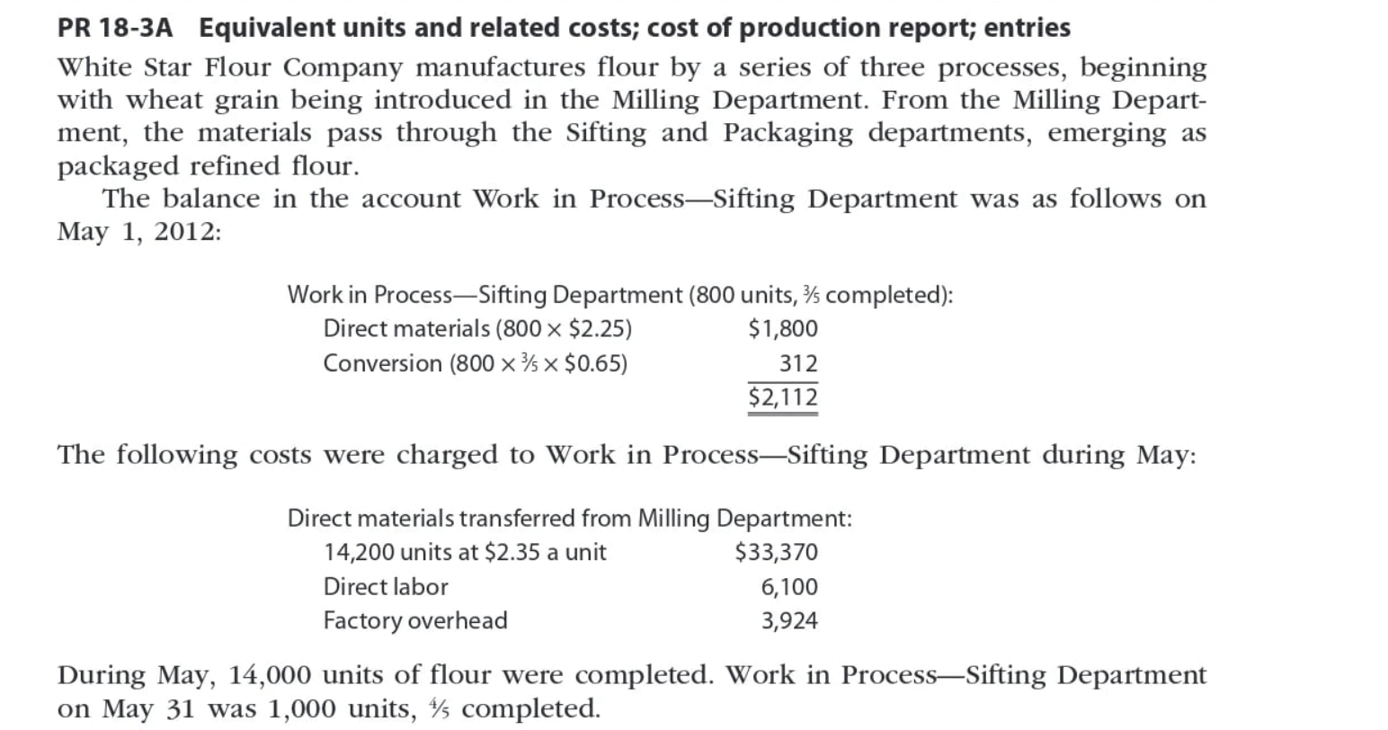Solved Equivalent Units Direct Materials Conversion Whole