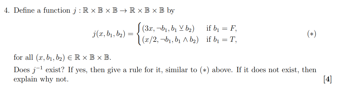 Solved 4 Define A Function J R X B X B Rx B X B By Chegg Com