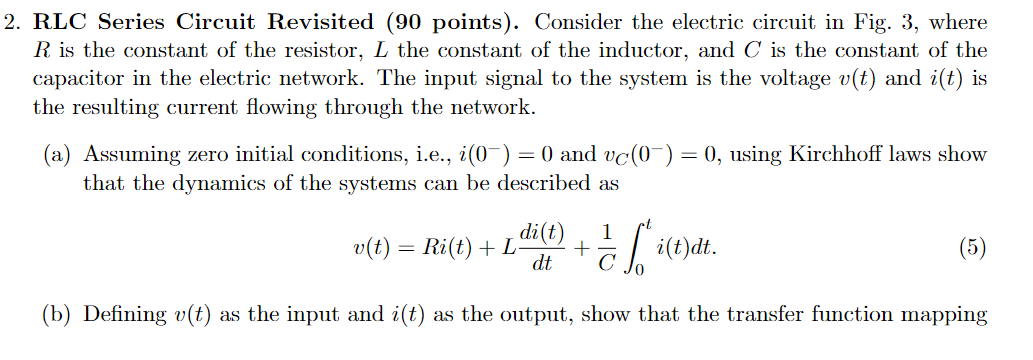 Solved 2. RLC Series Circuit Revisited (90 points). Consider | Chegg.com