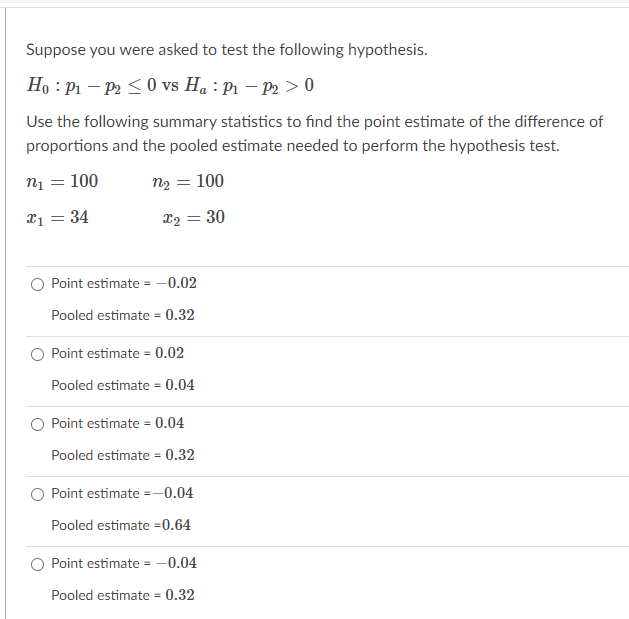 Solved Suppose you were asked to test the following | Chegg.com