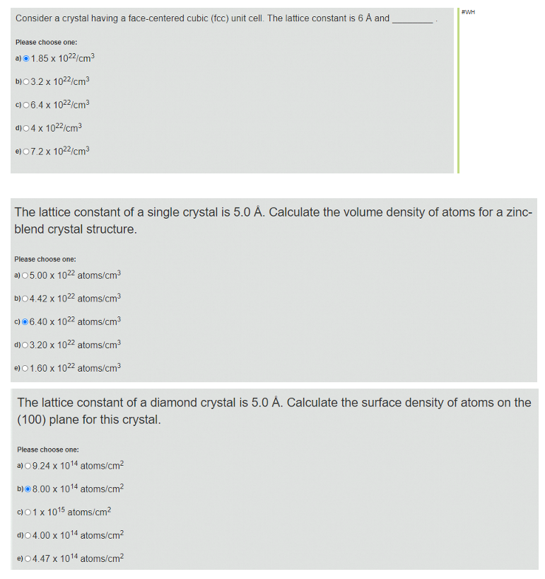 Solved #WH Consider a crystal having a face-centered cubic | Chegg.com