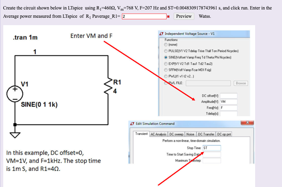 Solved Create the circuit shown below in LTspice using | Chegg.com
