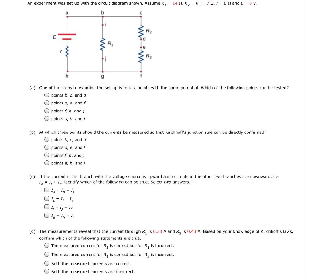 Solved An Experiment Was Set Up With The Circuit Diagram Chegg Com