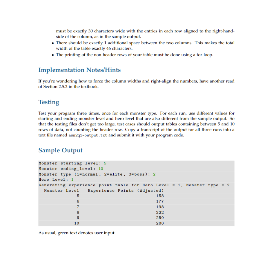 Solved Question 16 points): Purpose: To practice for-loops. | Chegg.com