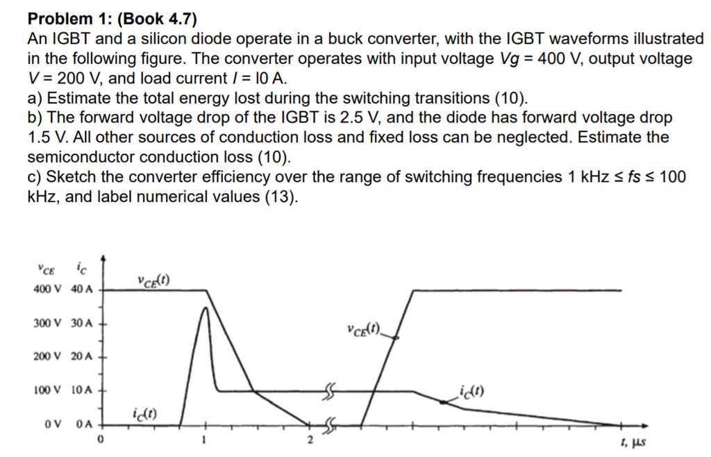 Solved Problem 1: (Book 4.7) An IGBT And A Silicon Diode | Chegg.com