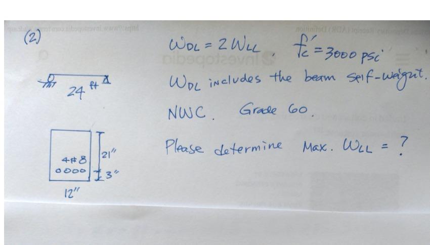 Solved (2) WOL=2WLL,fC′=3000pSi WDL includes the beam | Chegg.com