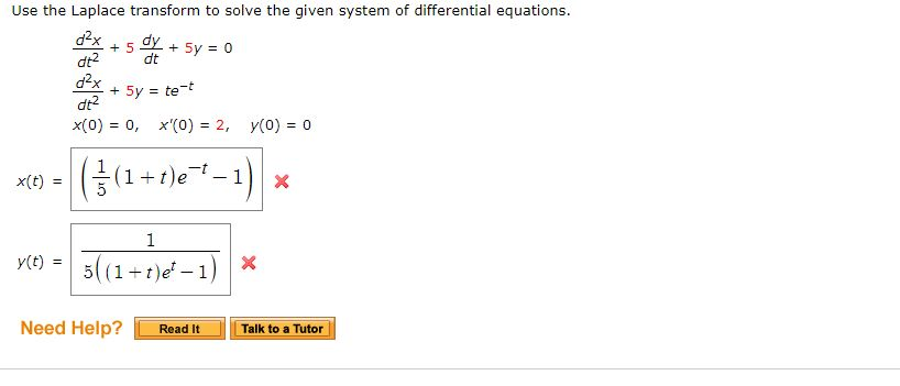 Solved Use the Laplace transform to solve the given system | Chegg.com