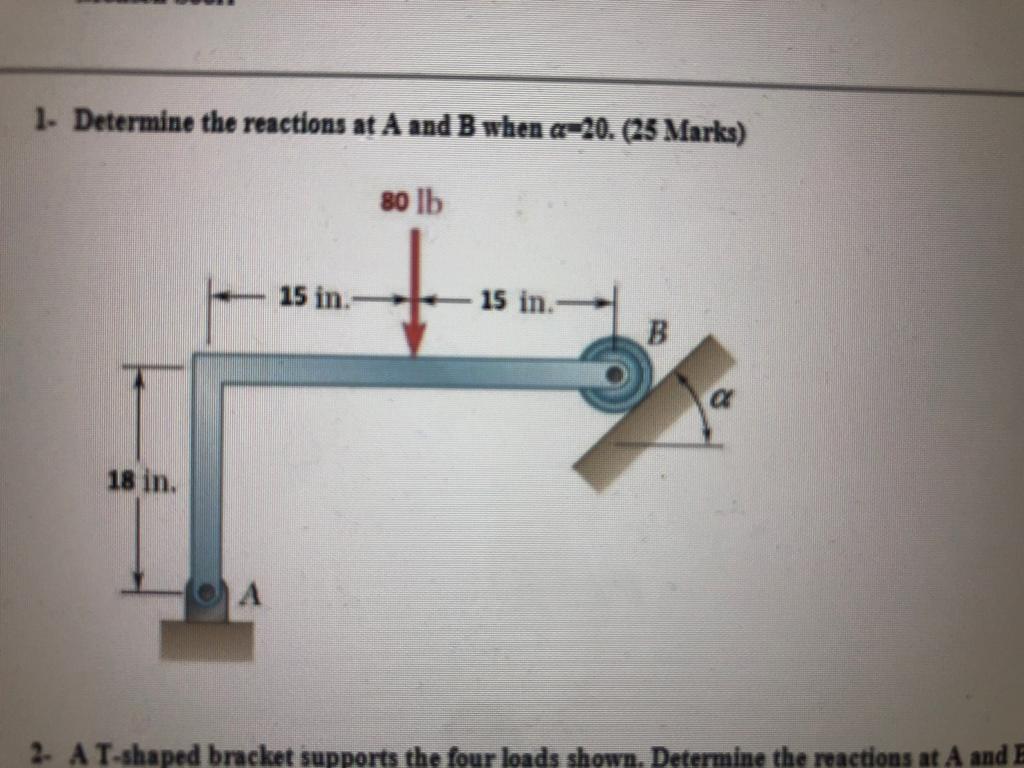 Solved 1. Determine The Reactions At A And B When A 20. (23 | Chegg.com