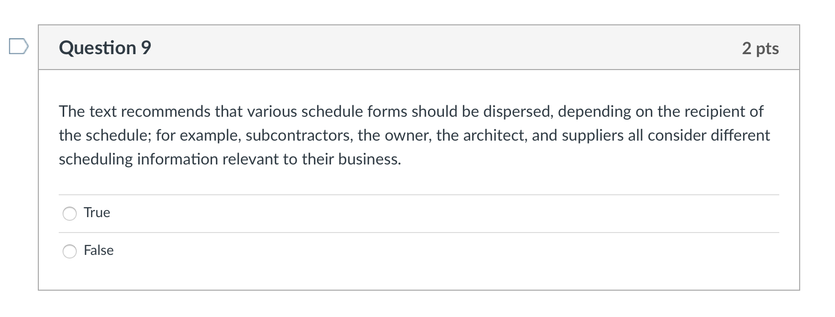 Solved Question 6 2 pts Completion of a project in the | Chegg.com