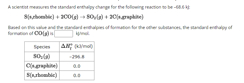 Solved A scientist measures the standard enthalpy change for | Chegg.com