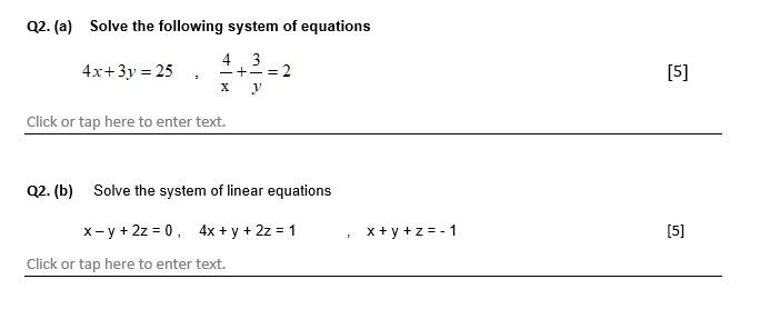 Solved Q2 A Solve The Following System Of Equations 4x Chegg Com