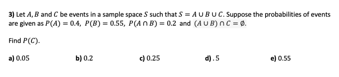 Solved Let a,b and c be events in a sample space S | Chegg.com
