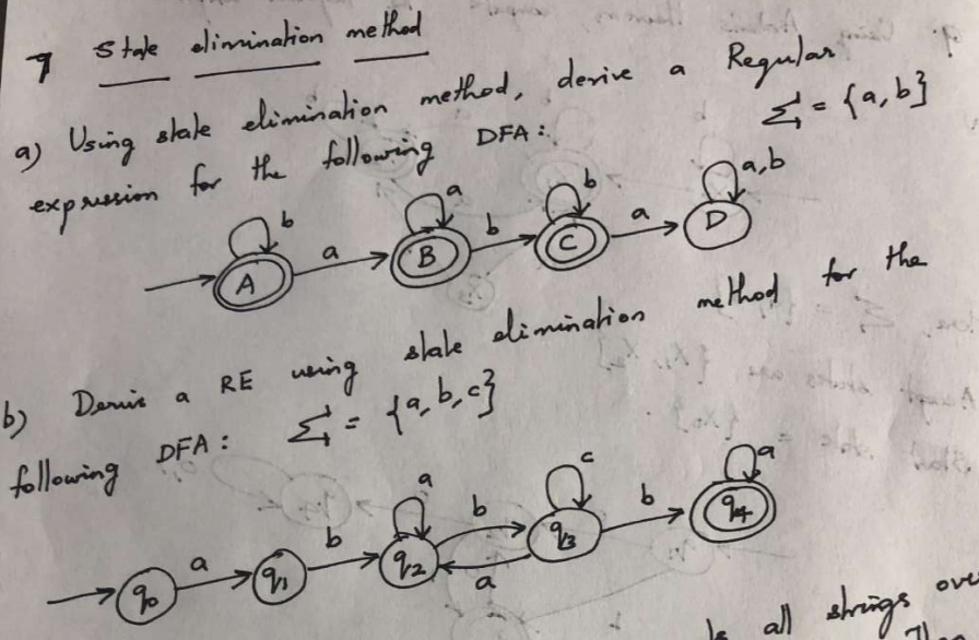Solved Stale elimination method 7 а Regular & -{a,b} a,b a) | Chegg.com