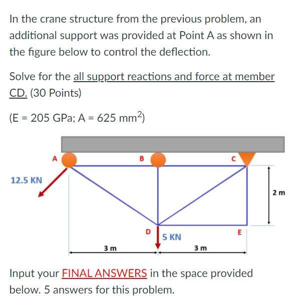 Solved In the crane structure from the previous problem, an | Chegg.com