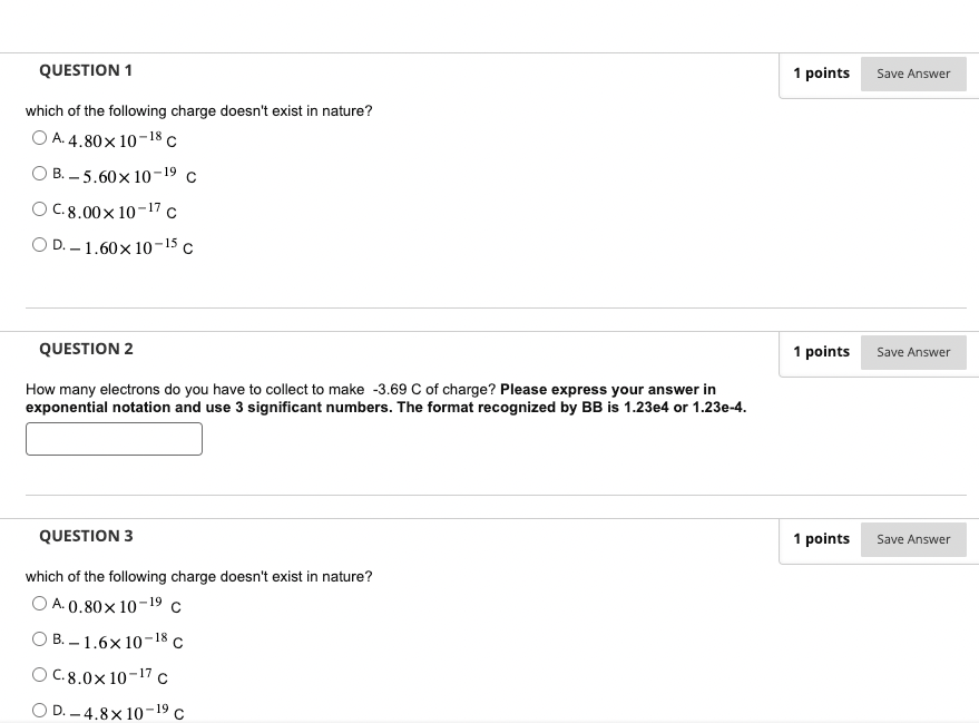 Solved which of the following charge doesn't exist in | Chegg.com