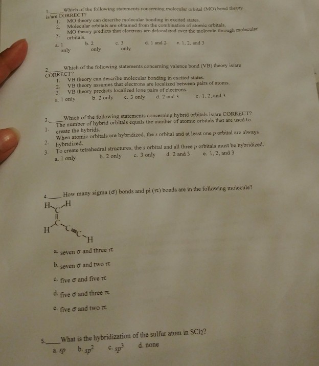 Solved Which of the following statements concerning