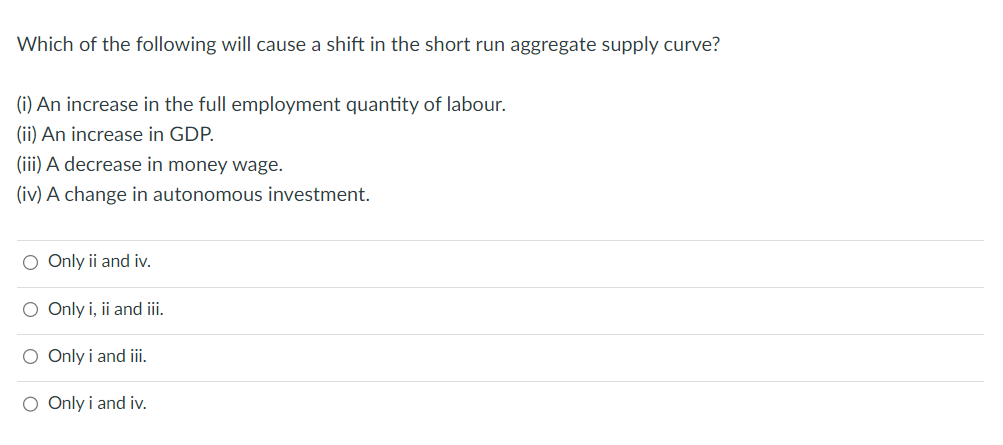 Solved Which of the following will cause a shift in the | Chegg.com