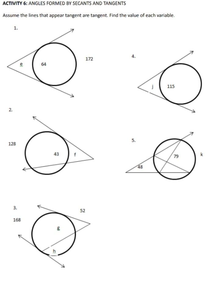 Solved ACTIVITY 6: ANGLES FORMED BY SECANTS AND TANGENTS | Chegg.com