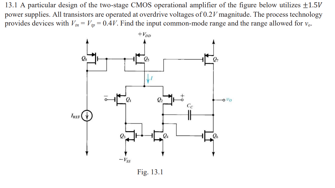 Solved 13.1 A Particular Design Of The Two-stage CMOS | Chegg.com