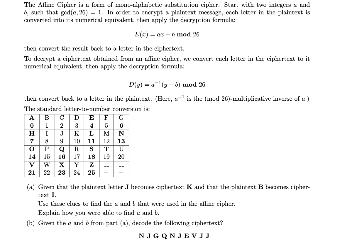 the-affine-cipher-is-a-form-of-mono-alphabetic-chegg