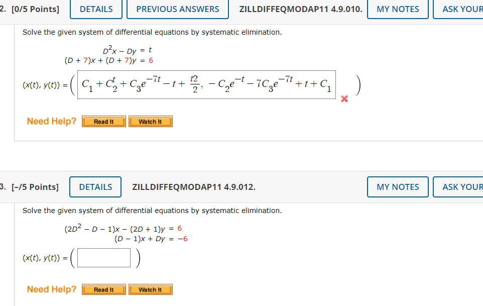 Solved Solve the given system of differential equations by | Chegg.com