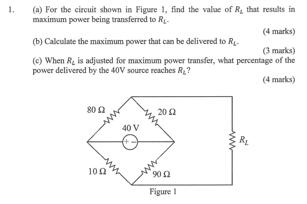 Solved 1. (a) For the circuit shown in Figure 1, find the | Chegg.com
