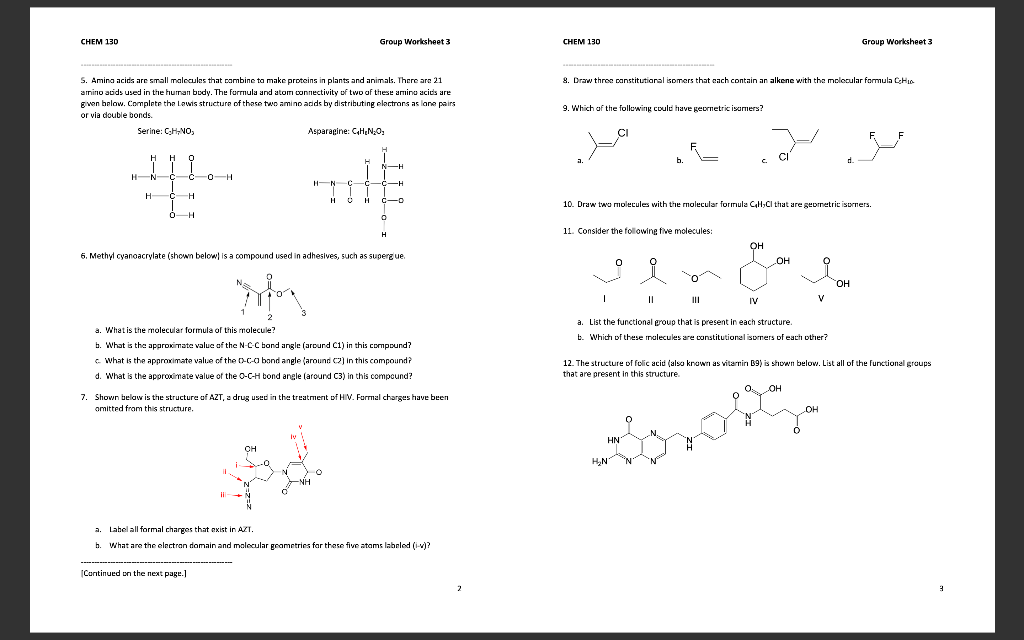 Solved Chem 130 Group Worksheet 3 Name Group Members Th Chegg Com