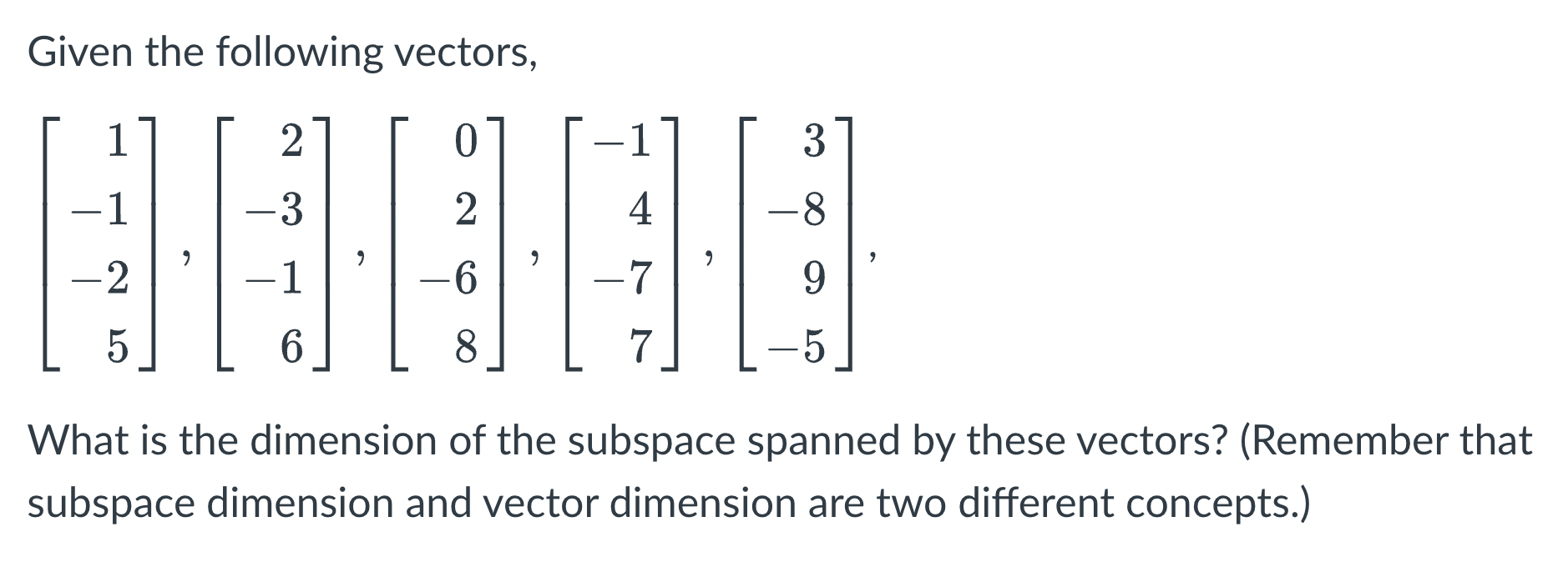 Solved Given The Following Vectors, | Chegg.com