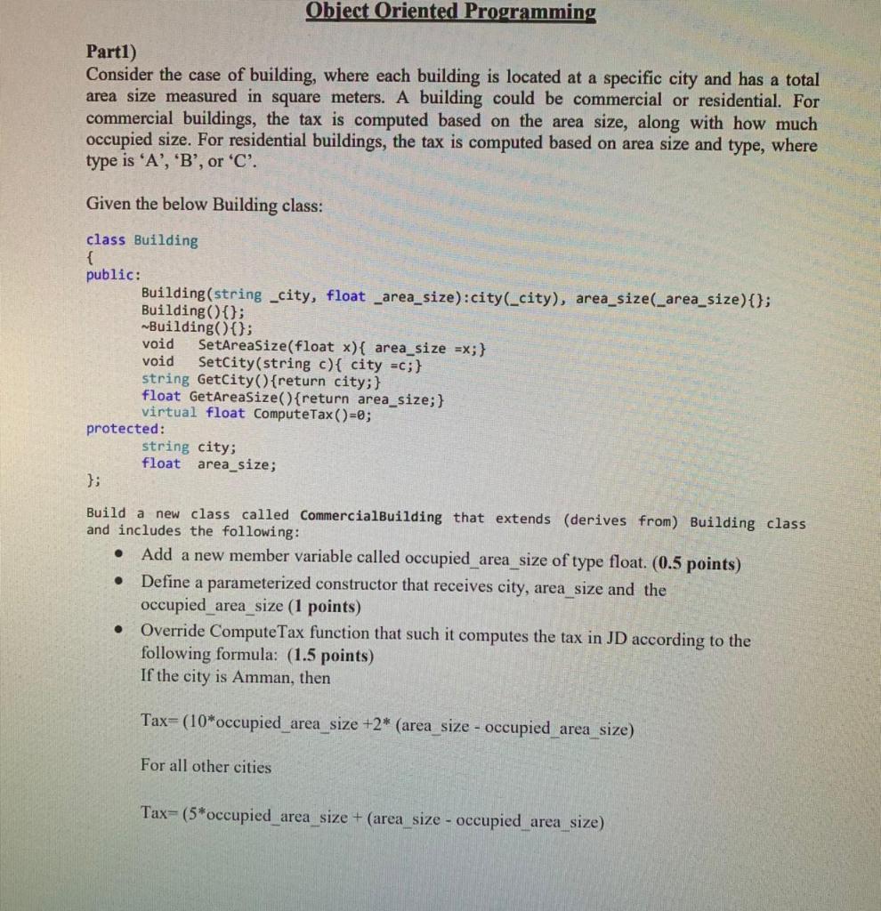 Solved using C++ oop Please solve all parts of the question | Chegg.com