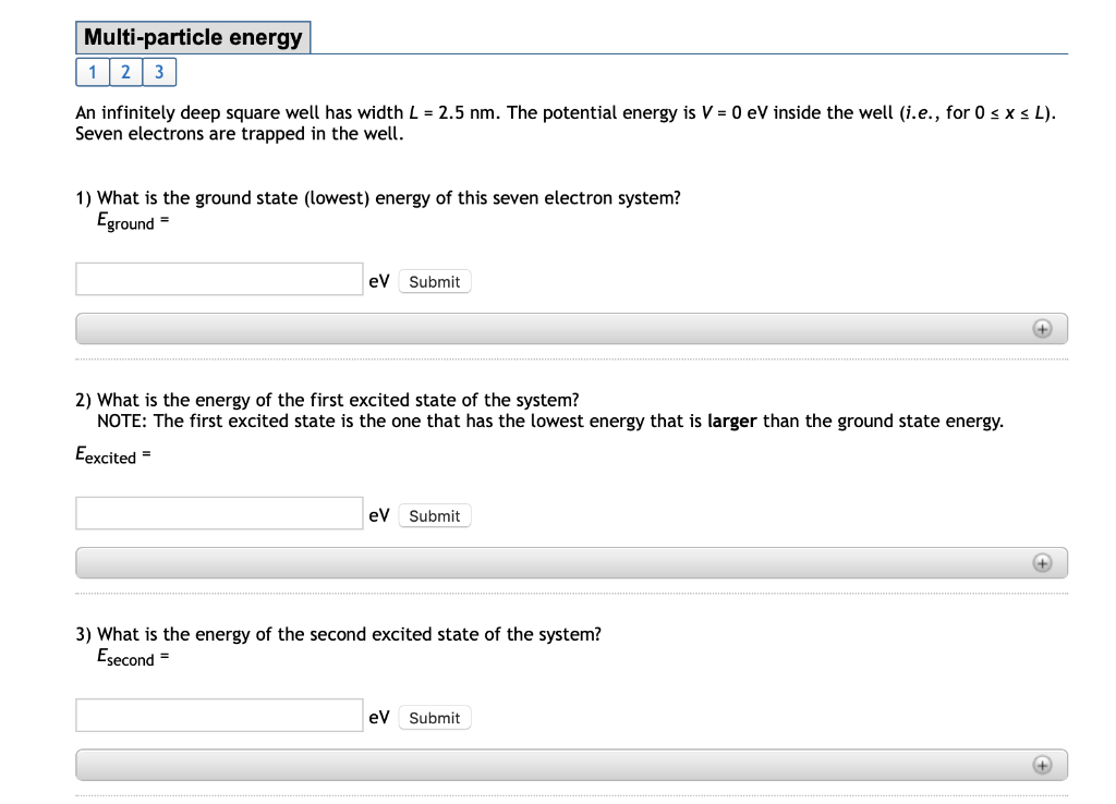 Solved Multiparticle energy [123] An infinitely deep