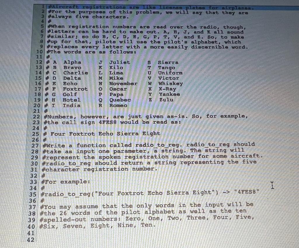 Solved 1 Aircraft registrations are Like Ficense plates for | Chegg.com