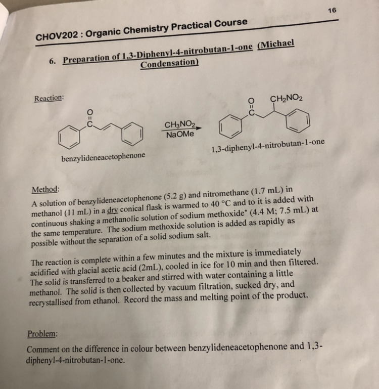 Solved CHOV202 : Organic Chemistry Practical Course 6. | Chegg.com