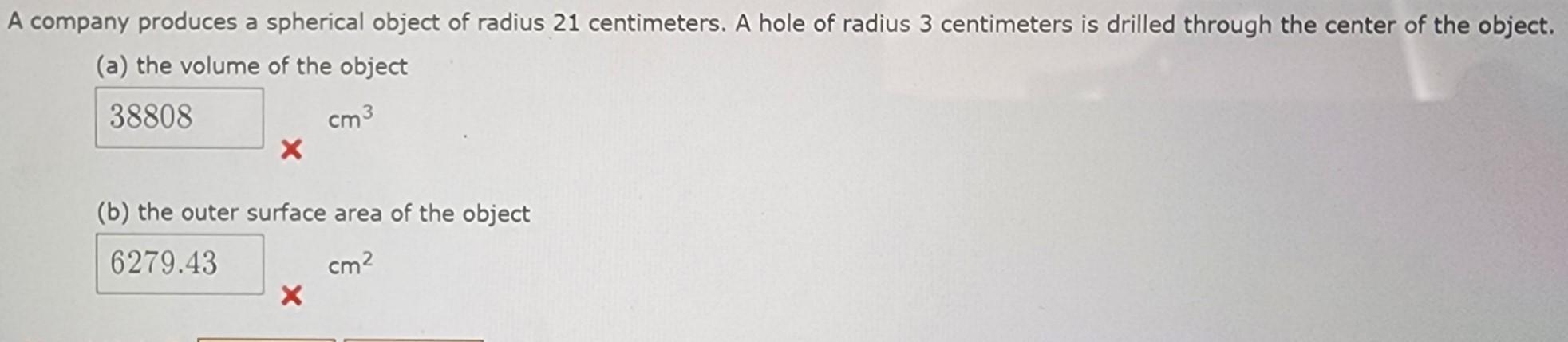 Solved A company produces a spherical object of radius 21 | Chegg.com