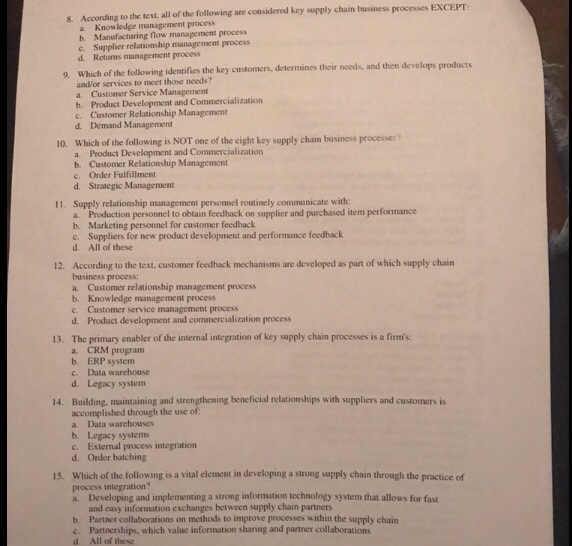 Solved Know Ledge Management Process B Manufacturing Flow Chegg