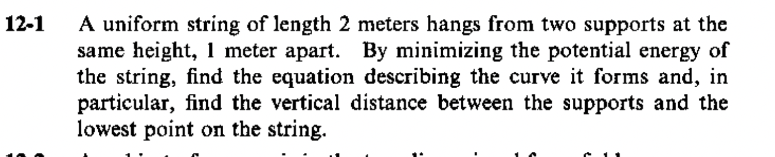 Solved 12-1 A uniform string of length 2 meters hangs from | Chegg.com