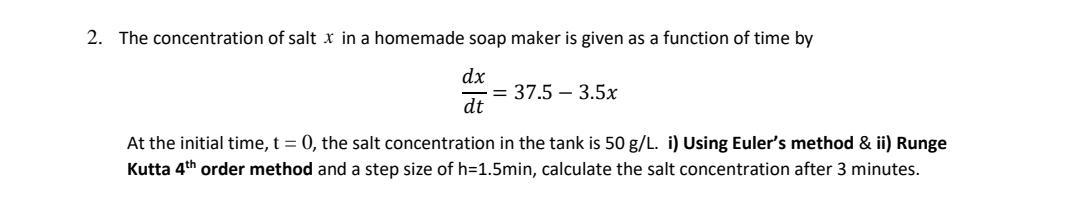 Solved 2. The concentration of salt x in a homemade soap | Chegg.com