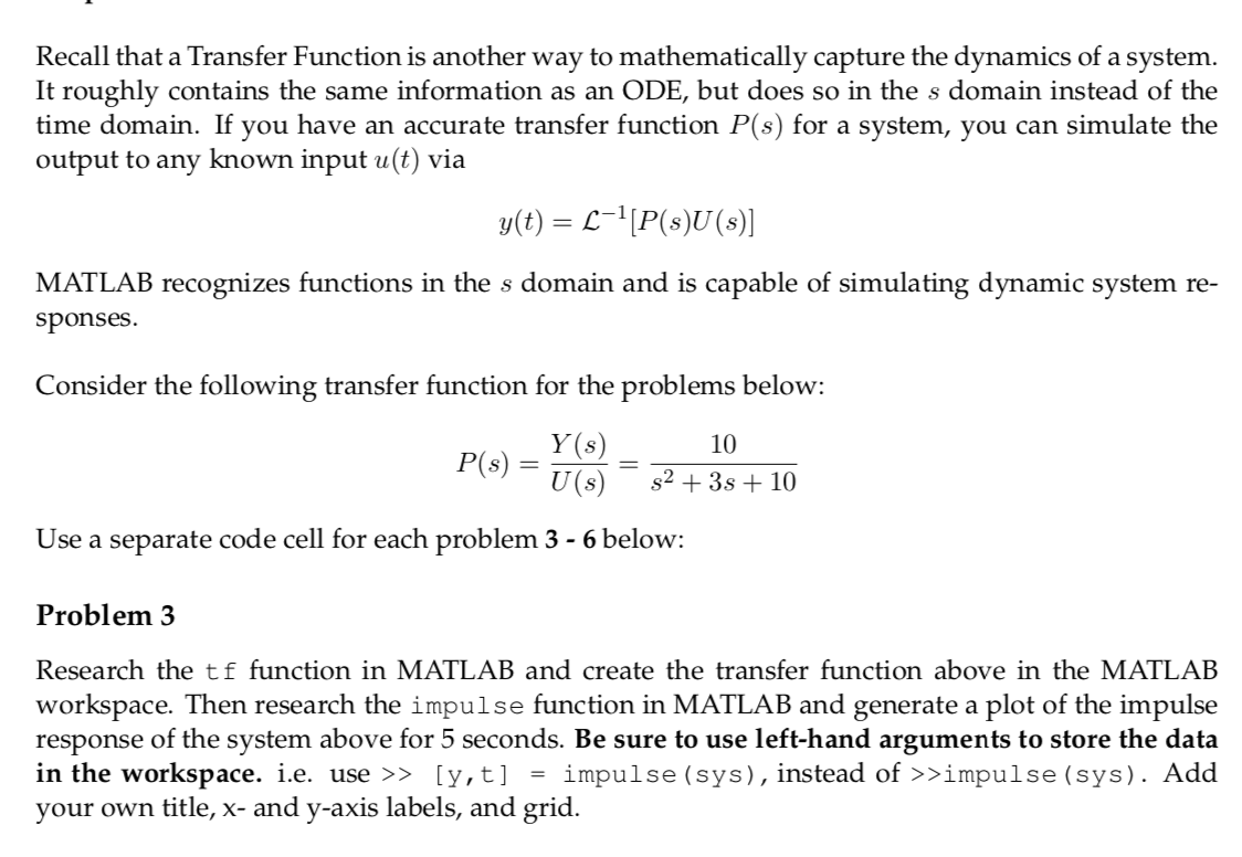 Solved Recall that a Transfer Function is another way to | Chegg.com
