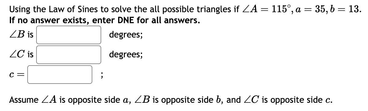 Solved Assume ??A ﻿is Opposite Side A,?B ﻿is Opposite Side | Chegg.com