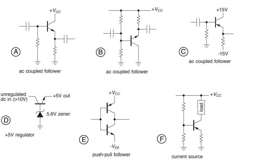 Solved +Vcc +Vcc +15V HE (Α) (В) W- -15V ac coupled follower | Chegg.com