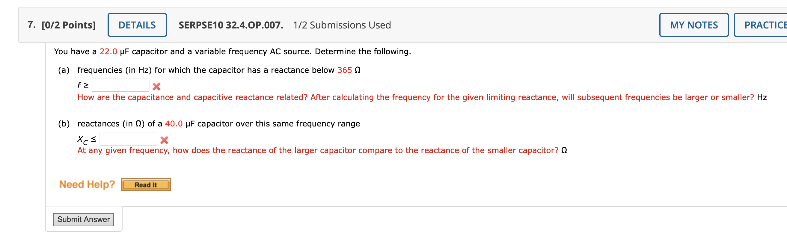Solved you have a 22 0 f capacitor and a variable frequency chegg