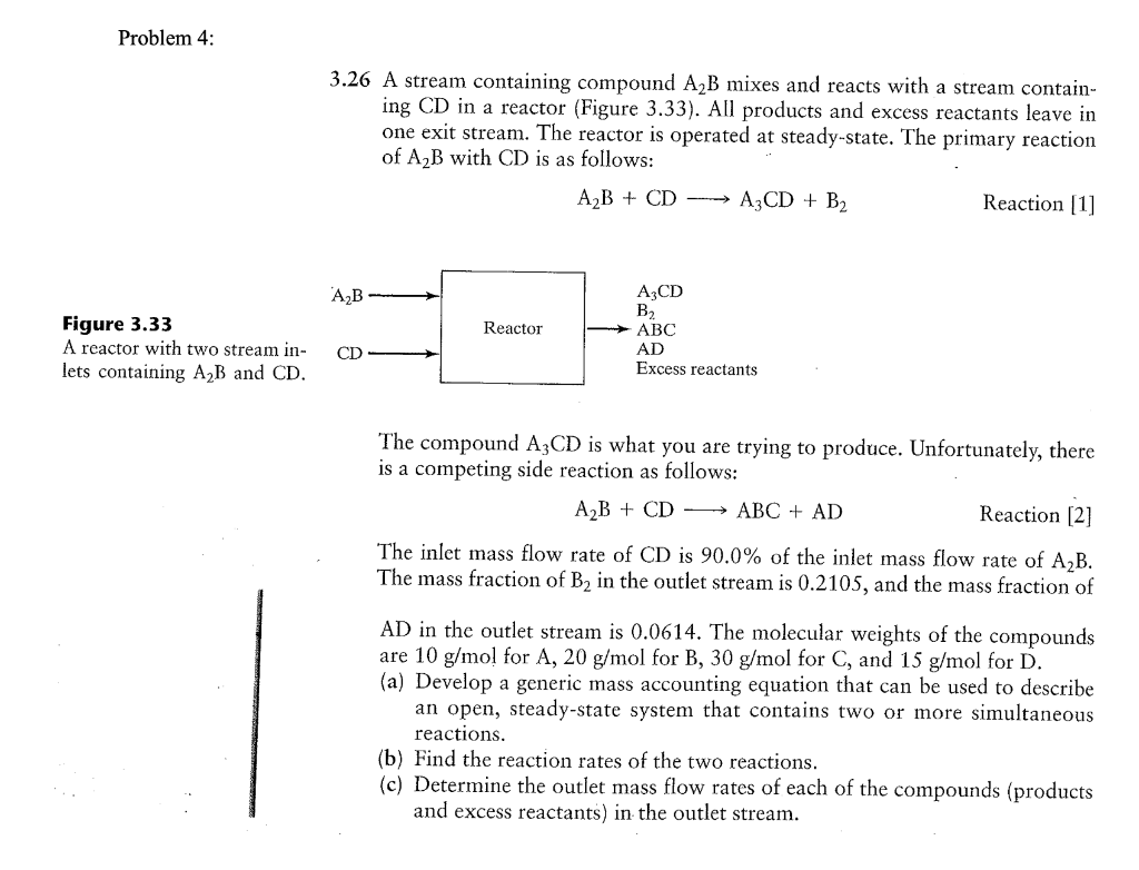 Solved 3.26 A stream containing compound A2 B mixes and | Chegg.com