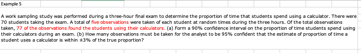 Solved Example 5 A work sampling study was performed during | Chegg.com