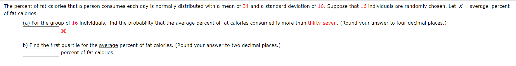 Solved The percent of fat calories that a person consumes | Chegg.com