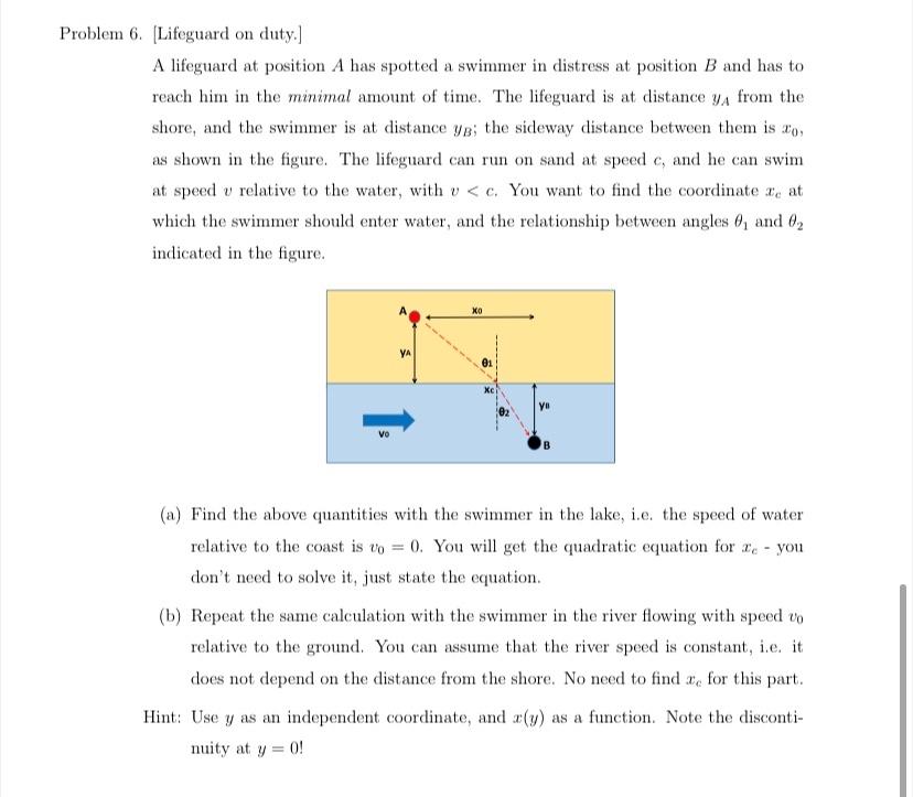 Solved Problem 6. Lifeguard on duty.] A lifeguard at | Chegg.com