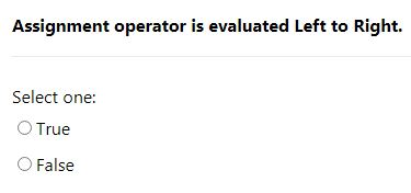 assignment operator is evaluated left to right